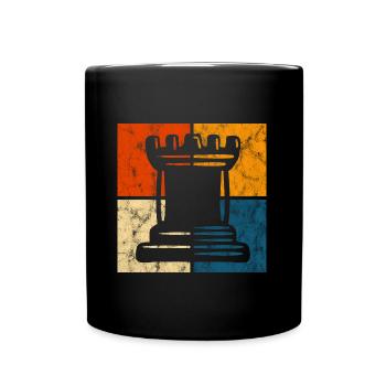 Retro Schach Schachspieler Schachmatt Schachfigur - Tasse einfarbig - Schwarz - Vorne