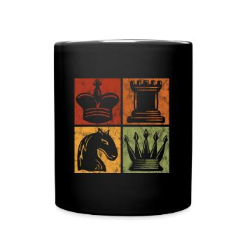 Retro Schach Schachspieler Schachmatt Schachfigur - Tasse einfarbig - Schwarz - Vorne
