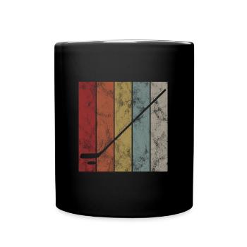 Ice Hockey Ice Hockey Retro Skates Puck Ice - Full Colour Mug - black - Front