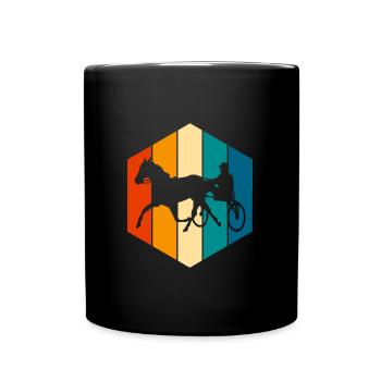 Traber Trabrennen in retro oder vintage Style - Tasse einfarbig - Schwarz - Vorne
