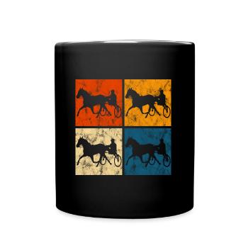 Traber Trabrennen in retro oder vintage Style - Tasse einfarbig - Schwarz - Vorne