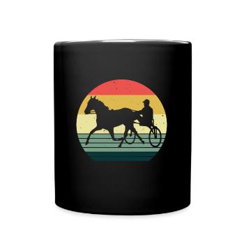 Traber Trabrennen in retro oder vintage Style - Tasse einfarbig - Schwarz - Vorne
