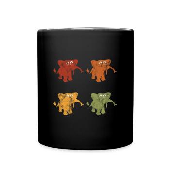 Elefanten Elefant für Kinder - Tasse einfarbig - Schwarz - Vorne