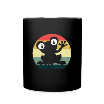 Frosch Frösche Geschenk für Kinder Lustig Witzig - Tasse einfarbig - Schwarz - Vorne