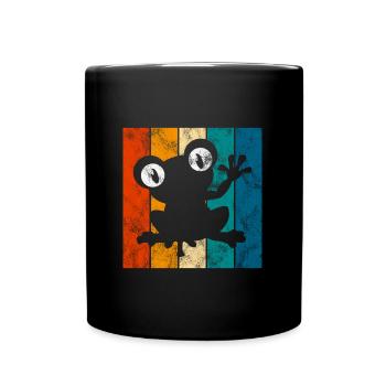 Frosch Frösche Geschenk für Kinder Lustig Witzig - Tasse einfarbig - Schwarz - Vorne