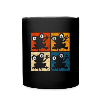 Frosch Frösche Geschenk für Kinder Lustig Witzig - Tasse einfarbig - Schwarz - Vorne