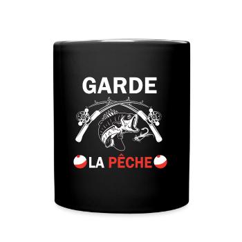 Garde la pêche jeu de mots pêcheur t-shirt - Mug uni - noir - Devant