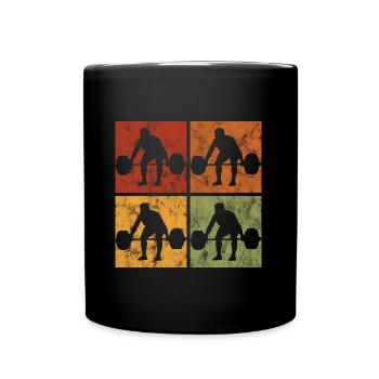 Bodybuilding Bodybuilder GYM Fitnessstudio Retro - Tasse einfarbig - Schwarz - Vorne