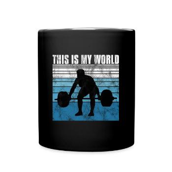 Bodybuilding this is my world Bodybuilder retro - Tasse einfarbig - Schwarz - Vorne