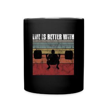 Life is better with Bodybuilding Fitness GYM retro - Full Colour Mug - black - Front