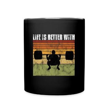 Life is better with Bodybuilding Fitness GYM retro - Full Colour Mug - black - Front