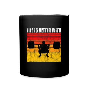 Life is better with Bodybuilding Fitness GYM retro - Full Colour Mug - black - Front