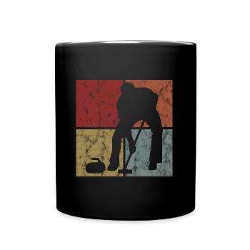 Eis Curling Curler Eisstockschießen Retro Geschenk - Tasse einfarbig - Schwarz - Vorne