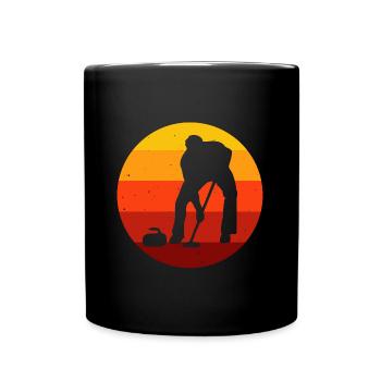 Eis Curling Curler Eisstockschießen Retro Geschenk - Tasse einfarbig - Schwarz - Vorne