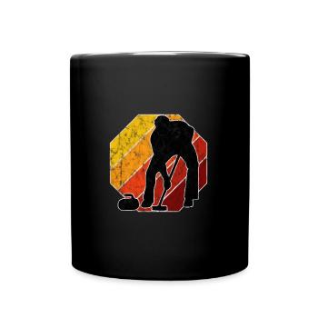 Eis Curling Curler Eisstockschießen Retro Geschenk - Tasse einfarbig - Schwarz - Vorne