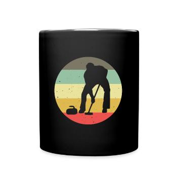 Eis Curling Curler Eisstockschießen Retro Geschenk - Tasse einfarbig - Schwarz - Vorne