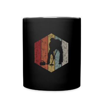 Eis Curling Curler Eisstockschießen Retro Geschenk - Tasse einfarbig - Schwarz - Vorne