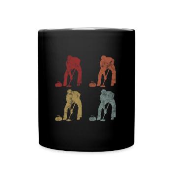 Ice Curling Curler Curling Retro Gift - Full Colour Mug - black - Front