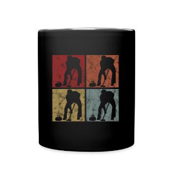 Ice Curling Curler Curling Retro Gift - Full Colour Mug - black - Front