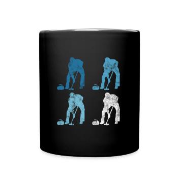 Ice Curling Curler Curling Retro Gift - Full Colour Mug - black - Front