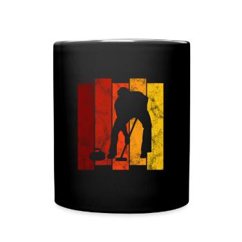 Eis Curling Curler Eisstockschießen Retro Geschenk - Tasse einfarbig - Schwarz - Vorne
