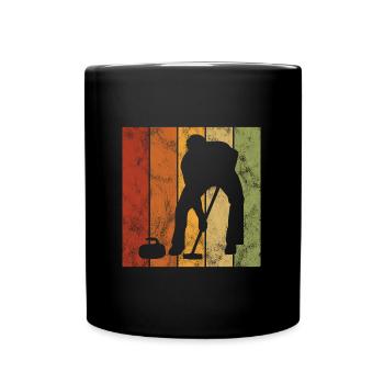 Eis Curling Curler Eisstockschießen Retro Geschenk - Tasse einfarbig - Schwarz - Vorne