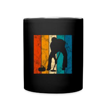 Eis Curling Curler Eisstockschießen Retro Geschenk - Tasse einfarbig - Schwarz - Vorne