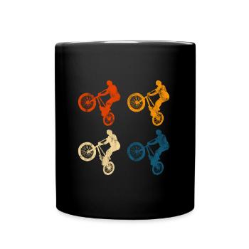 BMX Rad Fahrrad Retro Geschenk Bicycle Motocross - Tasse einfarbig - Schwarz - Vorne