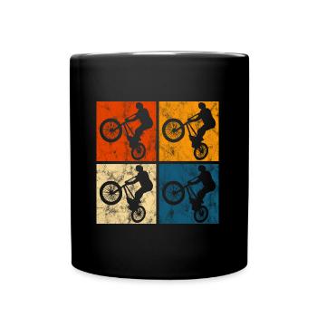 BMX Rad Fahrrad Retro Geschenk Bicycle Motocross - Tasse einfarbig - Schwarz - Vorne