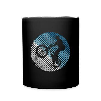 BMX Rad Fahrrad Retro Geschenk Bicycle Motocross - Tasse einfarbig - Schwarz - Vorne
