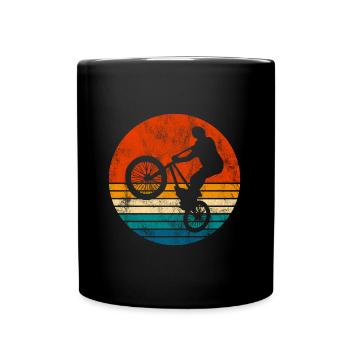 BMX Rad Fahrrad Retro Geschenk Bicycle Motocross - Tasse einfarbig - Schwarz - Vorne
