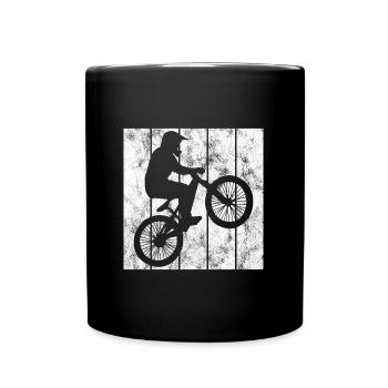 BMX Rad Fahrrad Retro Geschenk Bicycle Motocross - Tasse einfarbig - Schwarz - Vorne