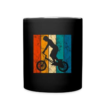 BMX Rad Fahrrad Retro Geschenk Bicycle Motocross - Tasse einfarbig - Schwarz - Vorne