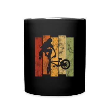 BMX Rad Fahrrad Retro Geschenk Bicycle Motocross - Tasse einfarbig - Schwarz - Vorne