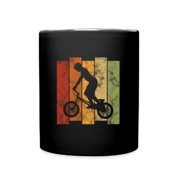 BMX Rad Fahrrad Retro Geschenk Bicycle Motocross - Tasse einfarbig - Schwarz - Vorne