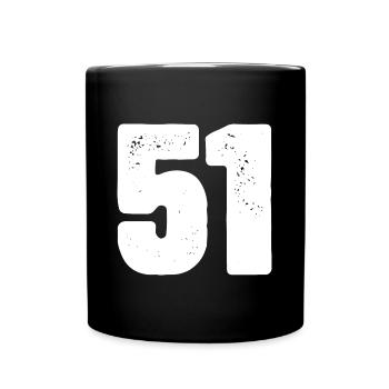 51 Zahl Trikot - Tasse einfarbig - Schwarz - Vorne