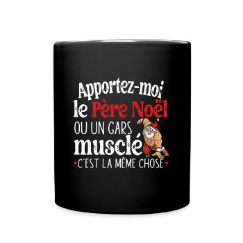 Père Noël Gars Musclé Musculation Cadeau Homme - Mug uni - noir - Devant
