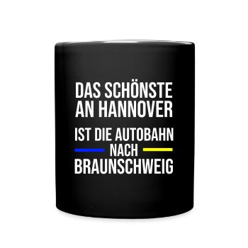 Braunschweig Braunschweiger Fan Fußball Derby - Tasse einfarbig - Schwarz - Vorne