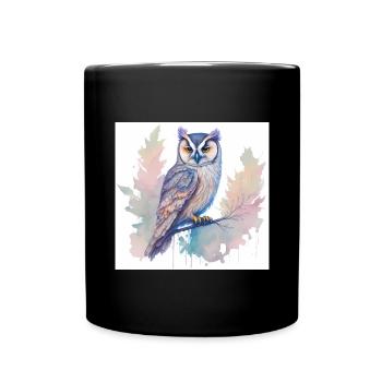 Eule - Tasse einfarbig - Schwarz - Vorne