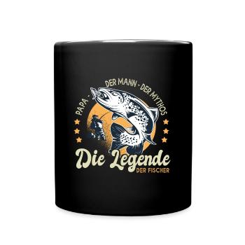 papa, der Mann, der Mythos, die Legende, der Fisch - Tasse einfarbig - Schwarz - Vorne