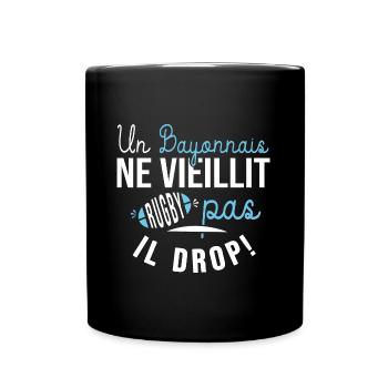 Ruby bayonne anniversaire supporter bayonnais - Mug uni - noir - Devant