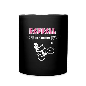 Radball Rentnerin Radballerin Ruhestand Radsport - Tasse einfarbig - Schwarz - Vorne