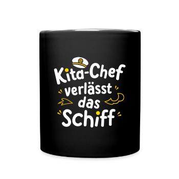 Kita-Chef Abschiedsgeschenk: Abgänger Einschulung - Tasse einfarbig - Schwarz - Vorne