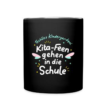 Kita-Feen Abschluss Geschenk Einschulung 1 Klasse - Tasse einfarbig - Schwarz - Vorne