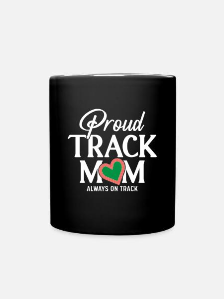 Proud athletics mom, always on the lookout - Full Colour Mug - black