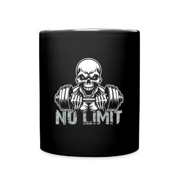 No Limit hartes Workout Skull mit Hantel - Tasse einfarbig - Schwarz - Vorne