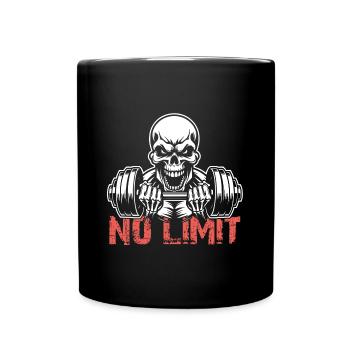 No Limit hartes Workout Skull mit Hantel - Tasse einfarbig - Schwarz - Vorne