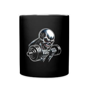 Crâne de musculation No Limit Workout avec haltère - Mug uni - noir - Devant