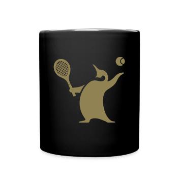 Pingouin Joueur de Tennis Silhouette Minimaliste - Mug uni - noir - Devant