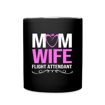 Stewardess Flugbegleiter - Tasse einfarbig - Schwarz - Vorne